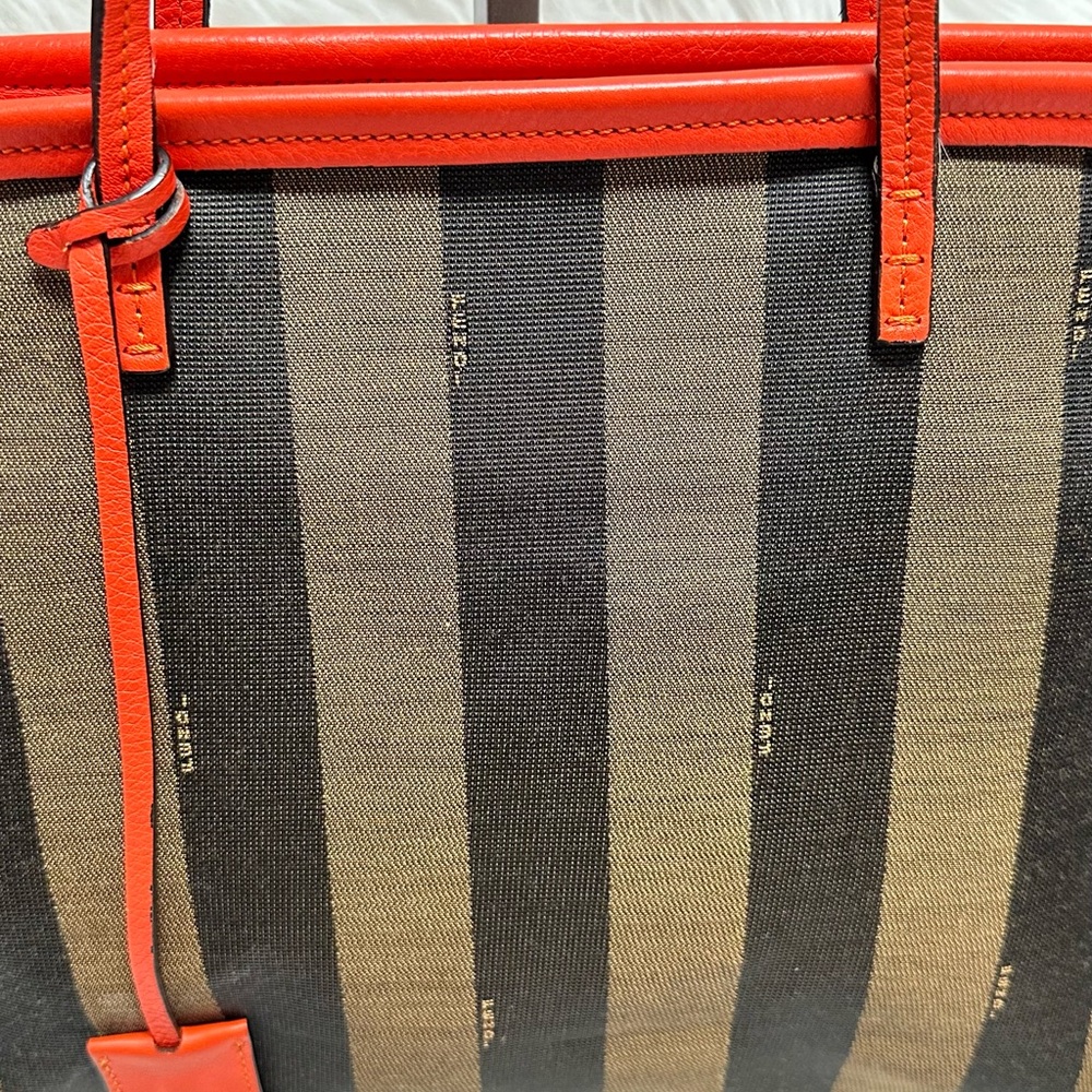 Fendi Women's Striped Tote Bag - orange and Brown - Picture 6 of 16